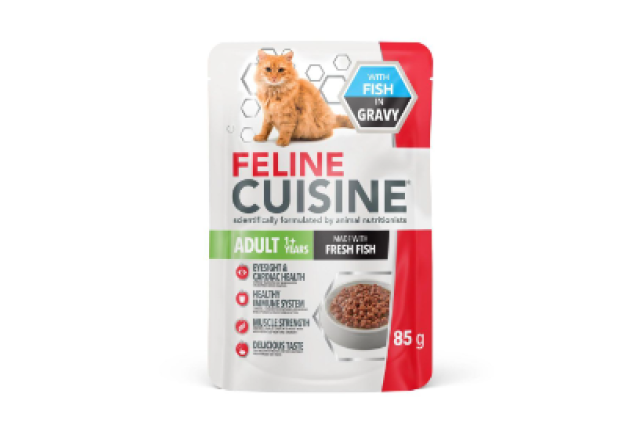 Buy FELINE CUISINE WET CAT FOOD ADULT FISH GRAVY 85g wholesale in Nigeria. Buy in bulk from distributor of FELINE CUISINE in Africa